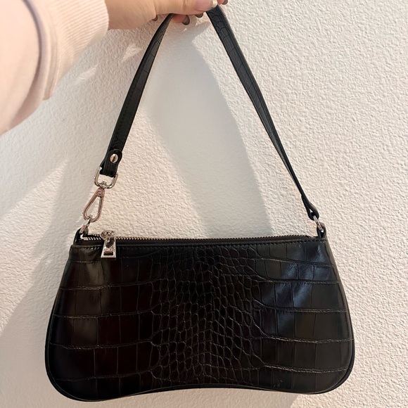 JW PEI Handbags - JW PEI Black Croc-Embossed Shoulder Bag